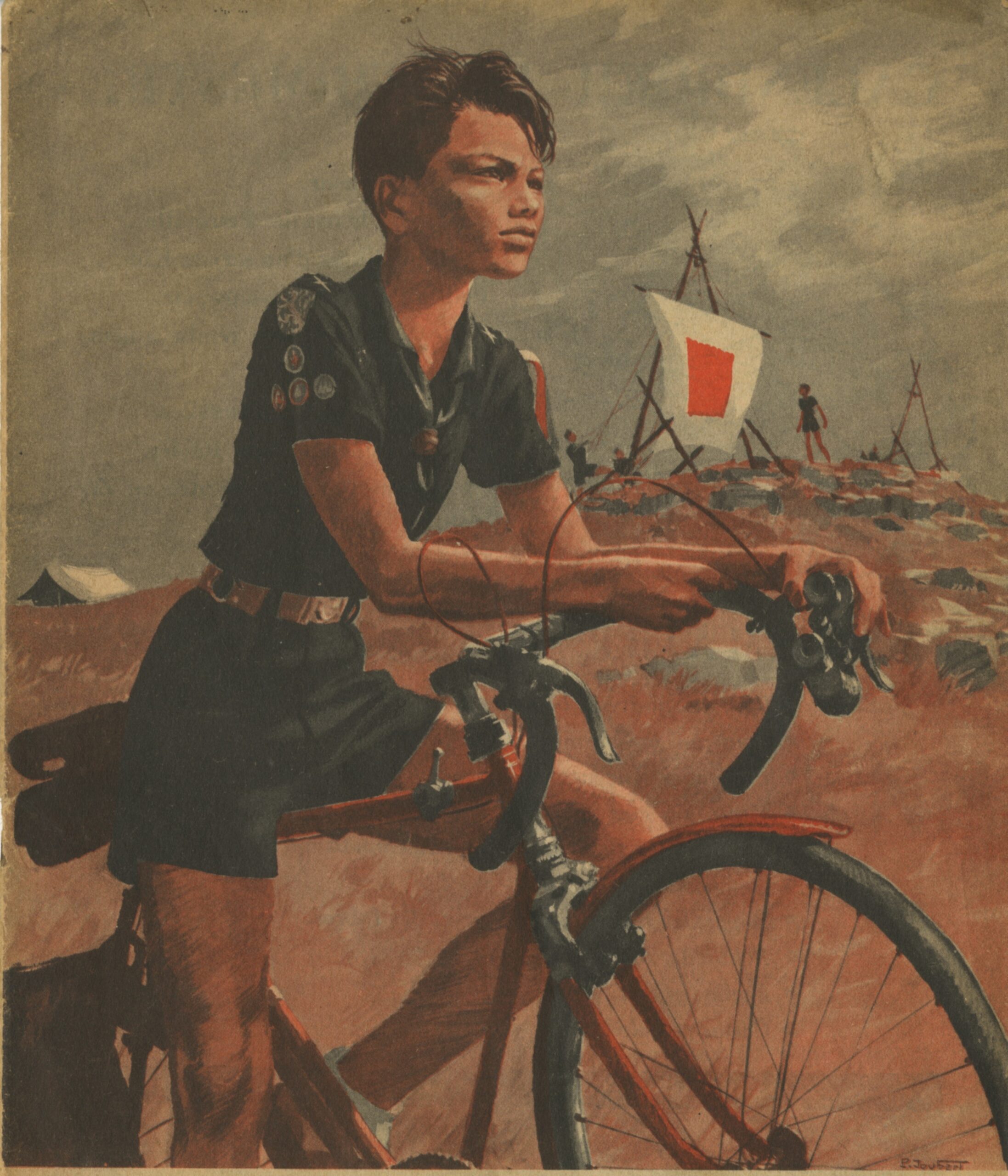 Messager cycliste et signaux optiques : couv SCOUT 305 de 1955