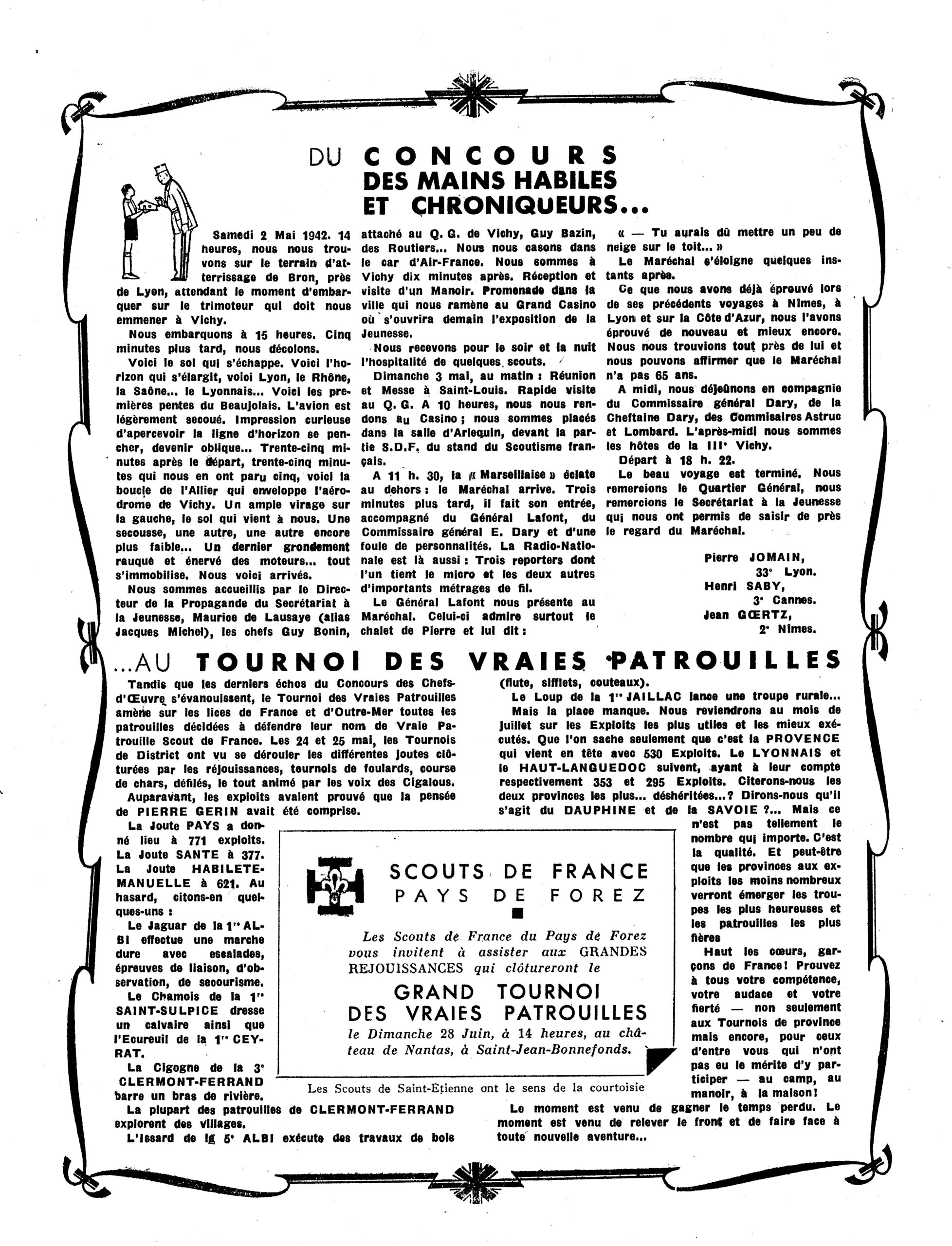 Du concours des mains habiles et chroniqueurs : SCOUT 175 de 1942